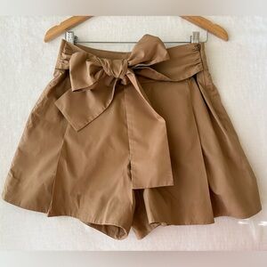 J. Crew High Waist Tan Shorts with Large Bow